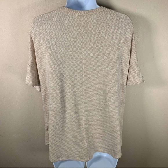 M Fantastic Fawn Beige Knit Cutout Sleeve Top Short Sleeve Stretch Medium 8 10 - Picture 7 of 7